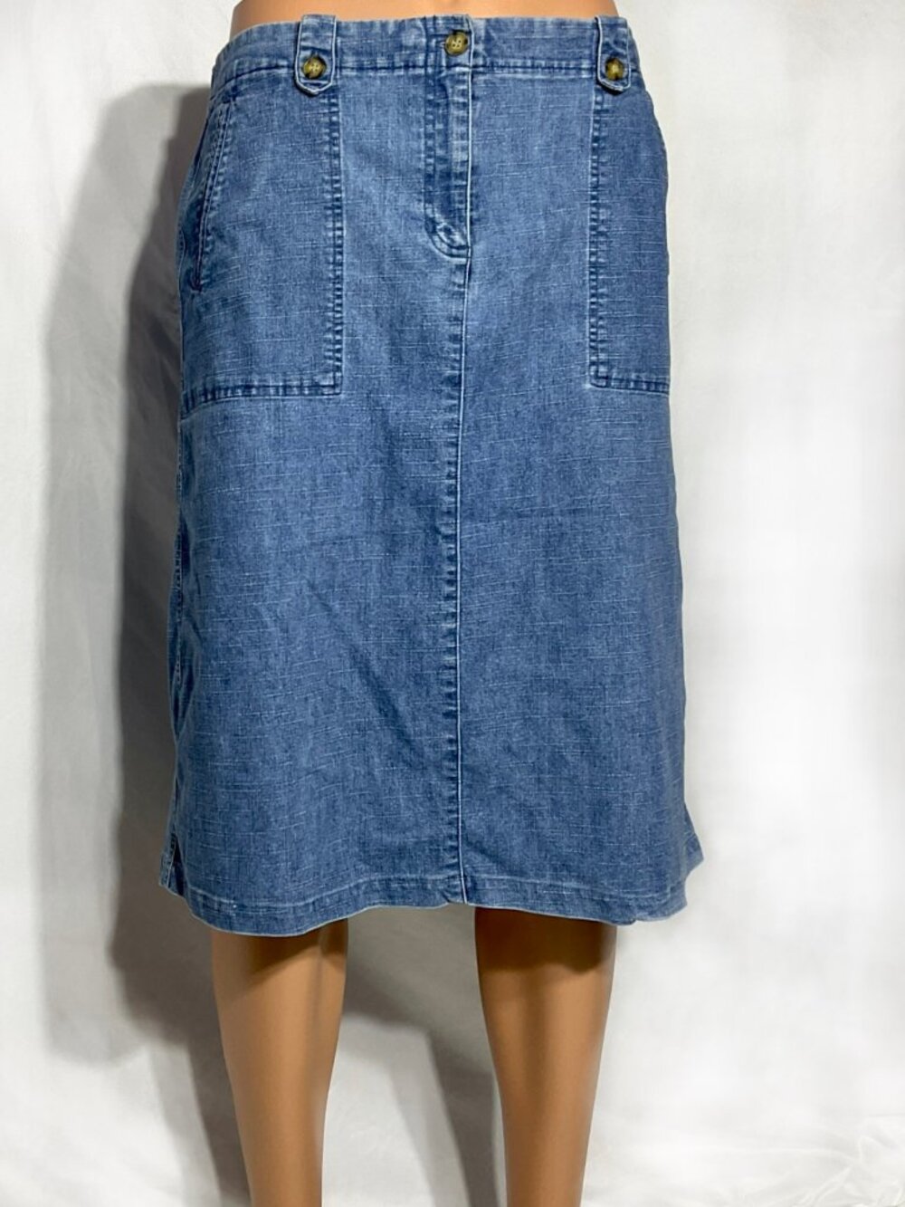 Paradise Bay Sz L Jean Knee Length Skirt Womens Denim